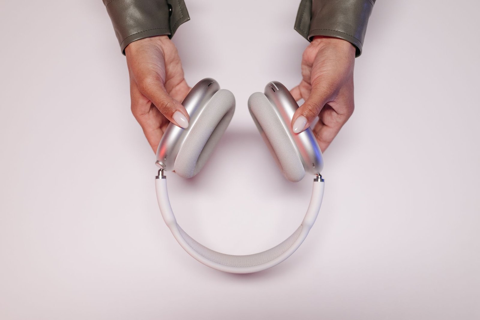 Close-up of over-ear headphone earcups and controls