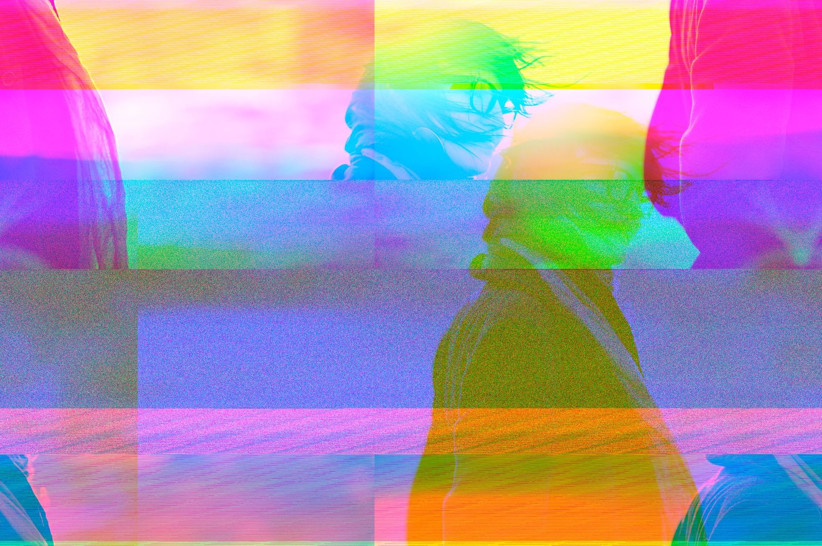 Glitch and distortion artifacts across a video frame, the edge and background tells that reveal AI video